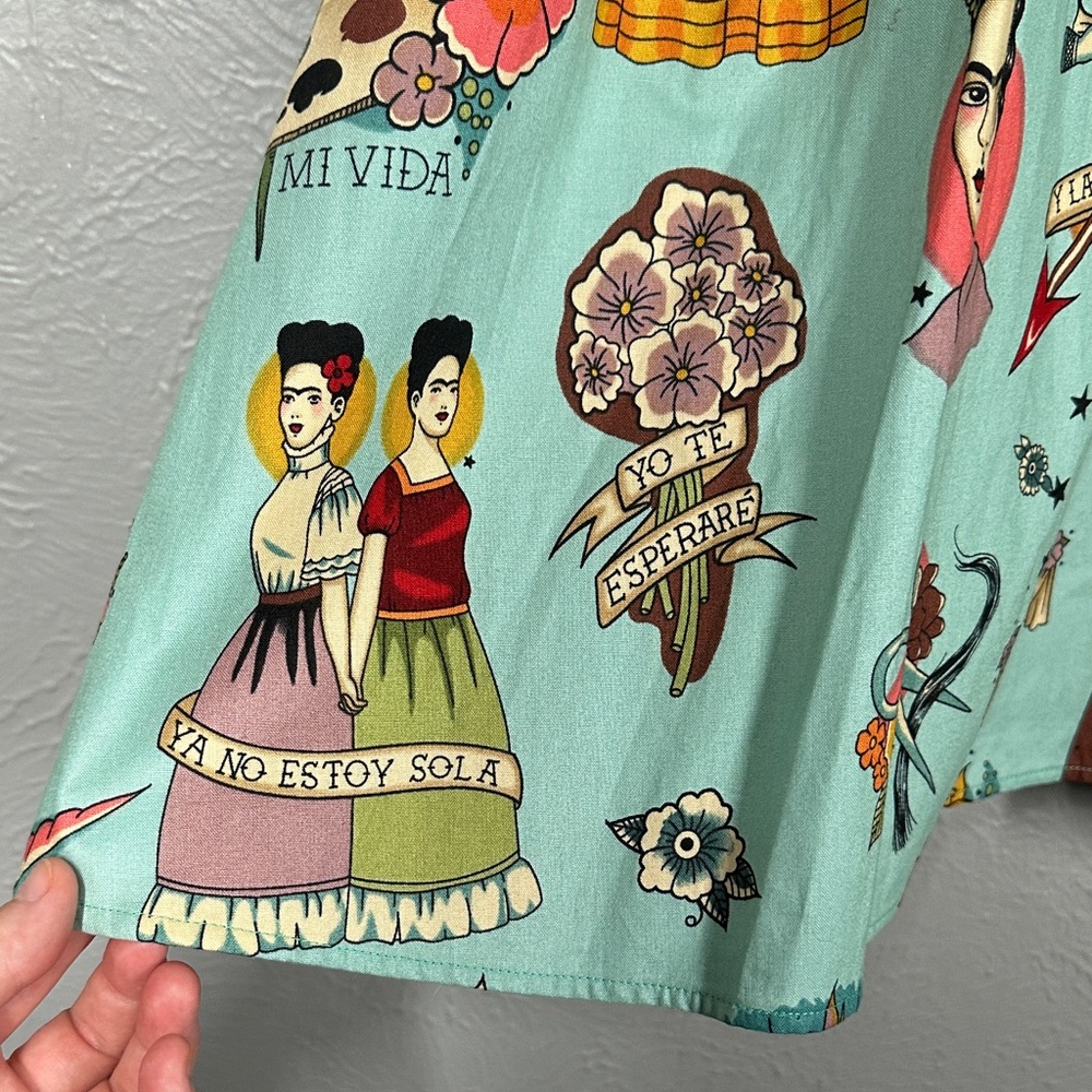 Moixa Frida Kahlo Print A-Line Skirt Multicolor Women's Size Medium - Picture 2 of 11